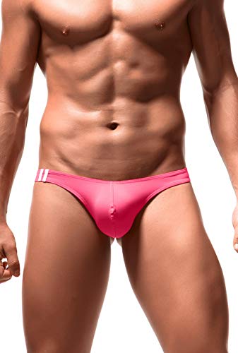 Newsywell Herren Baumwoll-Tanga Superweiche Bikinis Niedrige Leibhöhe Atmungsaktiv Slips Wulst Unterwäsche Pink Groß von Newsywell