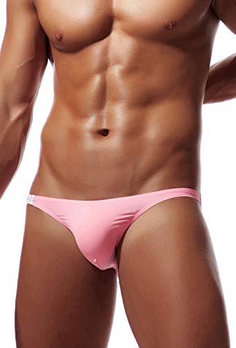 Newsywell Herren Bikini Superweiche Bikinis Niedrige Leibhöhe Atmungsaktiv Slips Wulst Unterwäsche Pink Groß von Newsywell