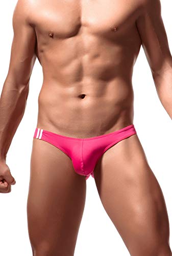 Newsywell Herren Bikini Superweiche Bikinis Niedrige Leibhöhe Atmungsaktiv Slips Wulst Unterwäsche Pink Groß von Newsywell