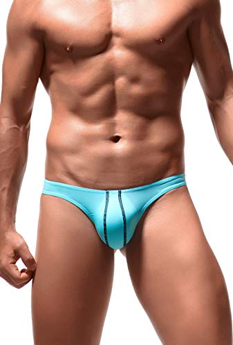 Newsywell Herren Eisseide Bikini Tanga Niedrige Taille Briefs Pouch Atmungsaktiv Unterwäsche Hellblau XX-Large von Newsywell