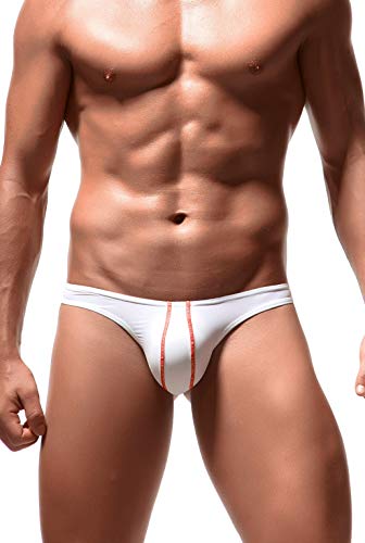 Newsywell Herren Eisseide Tanga Bulge Pouch Leichte Männer Unterhosen Bikinis Low Rise Briefs Unterwäsche Weiß Mittel von Newsywell