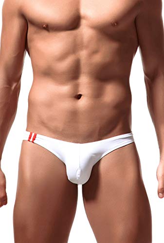 Newsywell Herren Elasthan Bikini Bulge Pouch Leichte Männer Unterhose Bikinis Low Rise Briefs Unterwäsche Weiß Mittel von Newsywell