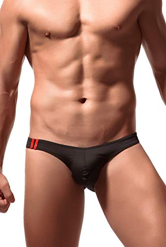 Newsywell Herren Elasthan Bikini Niedrige Taille Elastische Männer Stretchy Slips Unterwäsche Schwarz X-Large von Newsywell