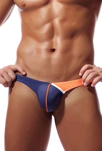 Newsywell Herren Niedrige Taille Tangas T-Rücken Atmungsaktiv Männer für Männer Bikini Unterwäsche Ice Silk Bikini Low Rise Swimwear Briefs Underwear Lilablau Groß von Newsywell