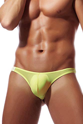 Newsywell Herren Tangas Atmungsaktiv Beutel Elastische Eisseide Ice Silk Unterwäsche Low Rise Bikini-Unterwäsche Gelb X-Large von Newsywell