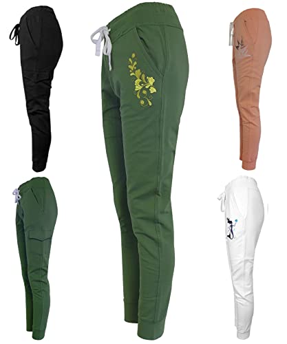 NexGen Outfits Premium Slim Fit Jogginghose für Damen Hochwertige Baumwolle, Stretchmaterial, Stickerei, mit Seiten Tasche, XS S M L XL 2XL von NexGen Outfits