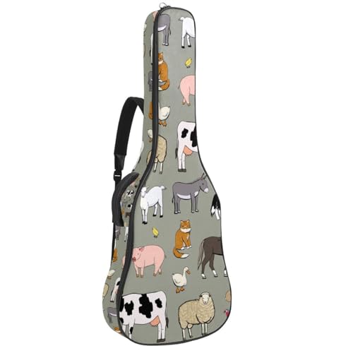 Niaocpwy Ästhetische Ethnische Traumfänger und Blumen, volle Größe, gepolsterte Tasche für Akustikgitarre, Gigbag für E-Bass, Konzertgitarre, Mehrfarbig 07, 42.9x16.9x4.7 in, Taschen-Organizer von Niaocpwy