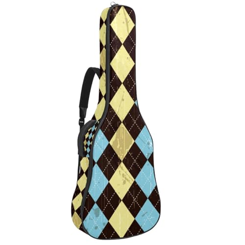 Niaocpwy Akustikgitarre Gigbag 40 41 42 Zoll Gitarrenkoffer für E-Bass Klassikgitarre, Grunge Argyle, Blau, Gelb, Braun, Muster, Geometrisch, Multicolor 01, 42.9x16.9x4.7 in, Taschen-Organizer von Niaocpwy