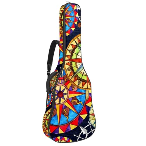 Niaocpwy Akustikgitarre Gigbag 40 41 42 Zoll Gitarrenkoffer für E-Bass Klassikgitarre, süßes Schwein, Tier, blauer Hintergrund, Mehrfarbig 03, 42.9x16.9x4.7 in, Taschen-Organizer von Niaocpwy