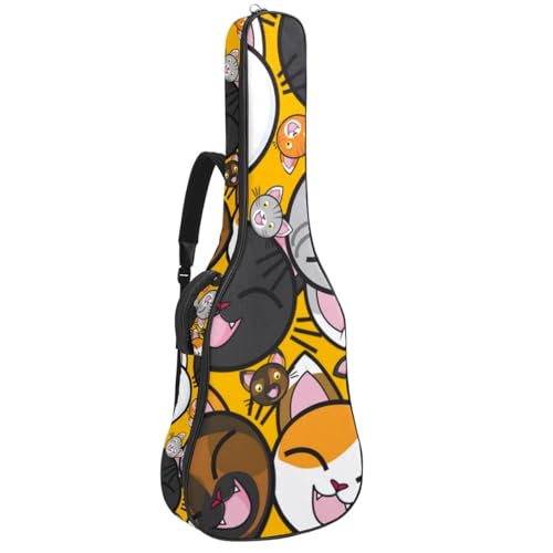 Niaocpwy Akustikgitarre Gigbag 40 41 42 Zoll Gitarrenkoffer für E-Bass Klassikgitarre Katze Musiknoten, Mehrfarbig 07, 42.9x16.9x4.7 in, Taschen-Organizer von Niaocpwy