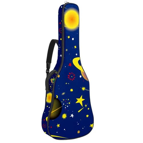 Niaocpwy Akustikgitarre Gigbag 40 41 42 Zoll Gitarrentasche für E-Bass Klassikgitarre, Tropisches Blattmuster, Mehrfarbig 03, 42.9x16.9x4.7 in, Taschen-Organizer von Niaocpwy