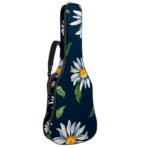 Niaocpwy Akustikgitarre Gigbag 40 41 42 Zoll Gitarrentasche für E-Bass Klassikgitarre Lustiger Totenkopf mit Blättern, Mehrfarbig 02, 42.9x16.9x4.7 in, Taschen-Organizer von Niaocpwy