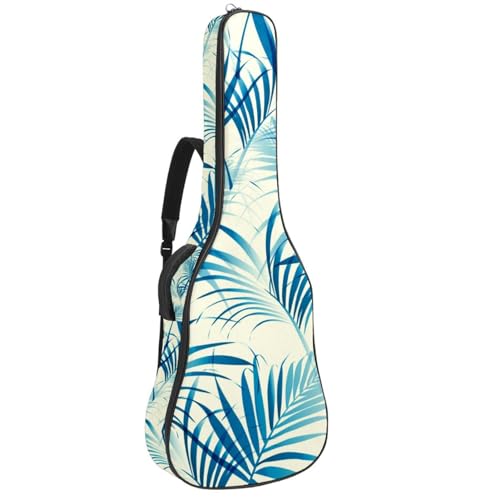 Niaocpwy Akustikgitarre Gigbag 40 41 42 Zoll Gitarrentasche für E-Bass Klassikgitarre Vintage Vögel Blumen Natürliches Blattmuster, Mehrfarbig 05, 42.9x16.9x4.7 in, Taschen-Organizer von Niaocpwy