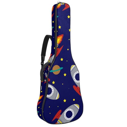 Niaocpwy Gitarrentasche mit Einhornmotiv, gepolstert, für E-Gitarre, Bass, klassische Gitarre, Hellblau, Mehrfarbig 09, 42.9x16.9x4.7 in, Taschen-Organizer von Niaocpwy