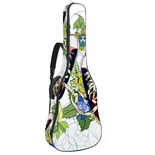 Niaocpwy Pineapple Gitarrentasche in voller Größe, gepolstert, für E-Bass, klassische Gitarre, Marineblau, Mehrfarbig 02, 42.9x16.9x4.7 in, Taschen-Organizer von Niaocpwy