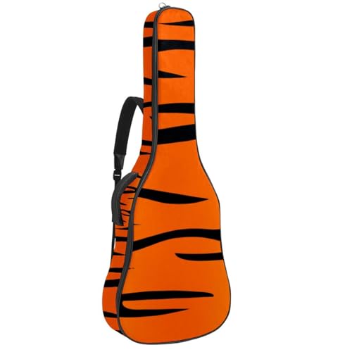 Niaocpwy Tasche für Akustikgitarre, wasserdicht, mit verstellbarem Schultergurt und Taschen, Orange und Schwarz, Tigerstreifen, Mehrfarbig 04, 42.9x16.9x4.7 in, Taschen-Organizer von Niaocpwy