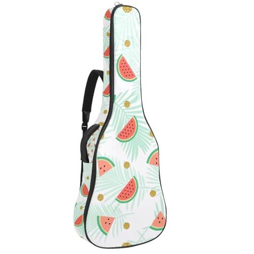 Niaocpwy Tasche für Akustikgitarre, wasserdicht, mit verstellbarem Schultergurt und Taschen, gestreift, Zitronenblätter, Mehrfarbig 04, 42.9x16.9x4.7 in, Taschen-Organizer von Niaocpwy