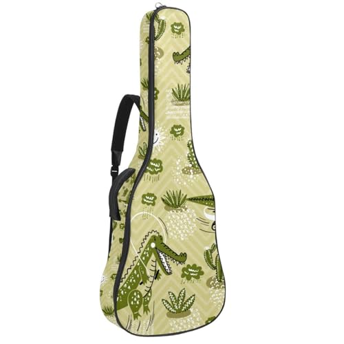 Niaocpwy Tasche für Akustikgitarre, wasserdicht, mit verstellbarem Schultergurt und Taschen, niedlicher Dinosaurier, Blau / Marineblau, Mehrfarbig 02, 42.9x16.9x4.7 in, Taschen-Organizer von Niaocpwy