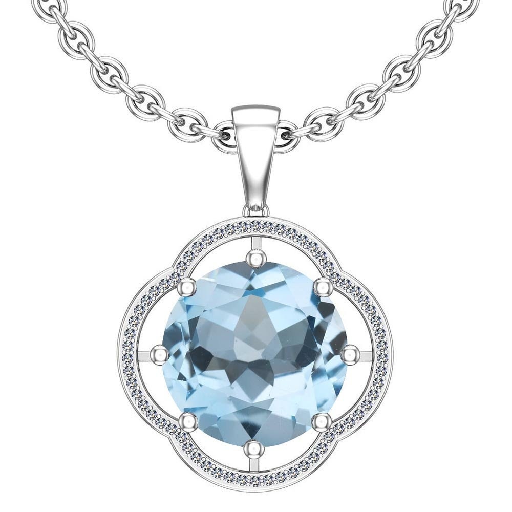 94.46 Ctw Blau Topas Und 1, 11 Cttw Diamant I2/I3 14K Weißgold Anhänger von NiceGiftForYou