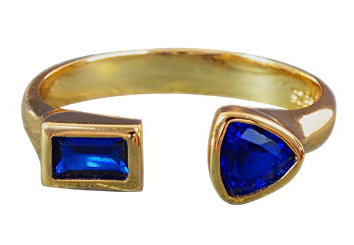 NicoWerk Damen Silberring Ausgefallen aus 925 Sterling Silber Schmal Golden mit Stein Blau Formen Zirkonia Verstellbar Offen SRI728 NicoWerk Damen Silberring Ausgefallen aus 925 Sterling Silber Schmal Golden mit Stein Blau Formen Zirkonia Verstellbar Offen SRI728 von NicoWerk