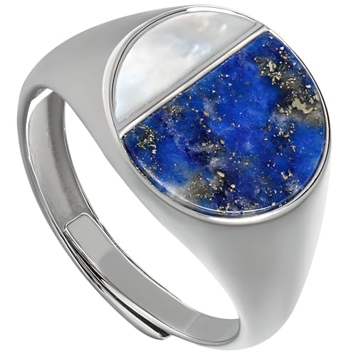 NicoWerk Damen Silberring Blaue Nacht aus 925 Sterling Silber Breit mit Stein Lapis Lazuli Permutt Verspielt Elegant Edel Rund Kreis Offen SRI975 NicoWerk Damen Silberring Blaue Nacht aus 925 Sterling Silber Breit mit Stein Lapis Lazuli Permutt Verspielt Elegant Edel Rund Kreis Offen SRI975 von NicoWerk