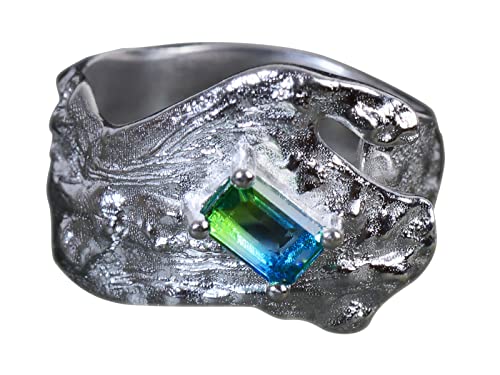 NicoWerk Damen Silberring Edel aus 925 Sterling Silber Breit Retro mit Stein Blau Grün Ethno Auffällig Funkelnd Strukturiert Verstellbar SRI880 NicoWerk Damen Silberring Edel aus 925 Sterling Silber Breit Retro mit Stein Blau Grün Ethno Auffällig Funkelnd Strukturiert Verstellbar SRI880 von NicoWerk