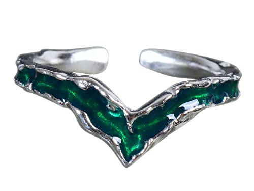 NicoWerk Damen Silberring Edel aus 925 Sterling Silber Strukturiert Grün Elegant Auffallend Türkisgrün Spitz Verstellbar Offen SRI940 NicoWerk Damen Silberring Edel aus 925 Sterling Silber Strukturiert Grün Elegant Auffallend Türkisgrün Spitz Verstellbar Offen SRI940 von NicoWerk