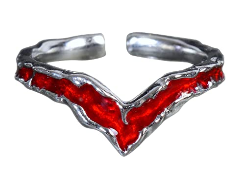 NicoWerk Damen Silberring Edel aus 925 Sterling Silber Strukturiert Rot Elegant Auffallend Bordeaux Spitz Verstellbar Offen SRI939 NicoWerk Damen Silberring Edel aus 925 Sterling Silber Strukturiert Rot Elegant Auffallend Bordeaux Spitz Verstellbar Offen SRI939 von NicoWerk