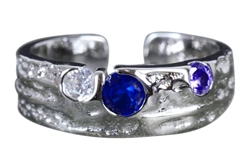NicoWerk Damen Silberring Eklatant aus 925 Sterling Silber Bandring mit Stein Blau Bunt Struktur Zirkonia Verstellbar Offen SRI820 NicoWerk Damen Silberring Eklatant aus 925 Sterling Silber Bandring mit Stein Blau Bunt Struktur Zirkonia Verstellbar Offen SRI820 von NicoWerk