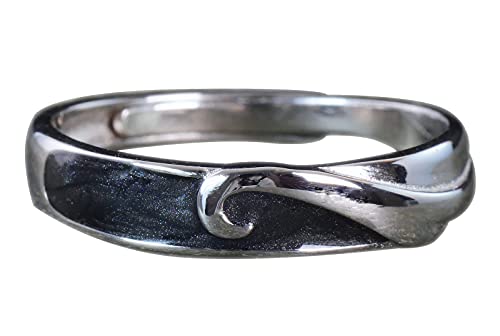 NicoWerk Damen Silberring Emaille aus 925 Sterling Silber Schmal Schwarz Bandring Welle Verstellbar Offen SRI694 NicoWerk Damen Silberring Emaille aus 925 Sterling Silber Schmal Schwarz Bandring Welle Verstellbar Offen SRI694 von NicoWerk