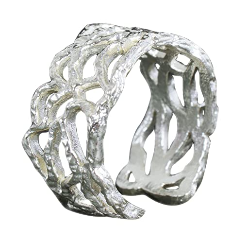 NicoWerk Damen Silberring Filigran aus 925 Sterling Silber Breit Asymmetrisch Durchbrochen Eklatant Verstellbar Offen SRI772 NicoWerk Damen Silberring Filigran aus 925 Sterling Silber Breit Asymmetrisch Durchbrochen Eklatant Verstellbar Offen SRI772 von NicoWerk
