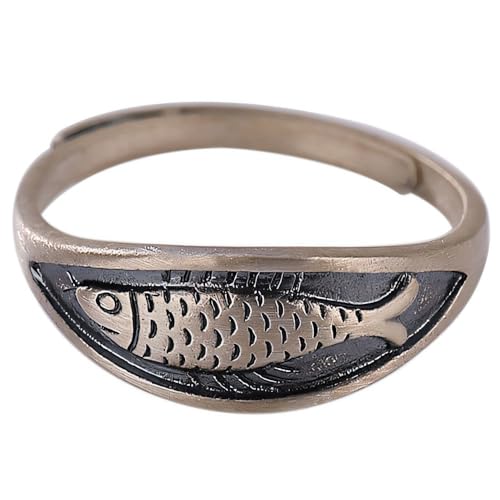 NicoWerk Damen Silberring Fisch aus 925 Sterling Silber Rustikal Vintage Keltig Matt mit Struktur Geschwärzt Tier Verstellbar Offen SRI1038 NicoWerk Damen Silberring Fisch aus 925 Sterling Silber Rustikal Vintage Keltig Matt mit Struktur Geschwärzt Tier Verstellbar Offen SRI1038 von NicoWerk