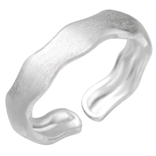 NicoWerk Damen Silberring Gebürstet aus 925 Sterling Silber Bandring Matt Gewellt Schmal Schlicht Dezent Edel Elegant Asymmetrisch Glatt SRI978 NicoWerk Damen Silberring Gebürstet aus 925 Sterling Silber Bandring Matt Gewellt Schmal Schlicht Dezent Edel Elegant Asymmetrisch Glatt SRI978 von NicoWerk