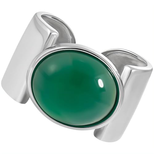 NicoWerk Ring Silber 925 Damen - Breiter Silberring mit grünem Stein, Bandring für Frauen - Statement Ring - SRI1081 NicoWerk Ring Silber 925 Damen - Breiter Silberring mit grünem Stein, Bandring für Frauen - Statement Ring - SRI1081 von NicoWerk