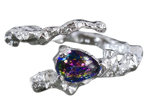 NicoWerk Damen Silberring Lava aus 925 Sterling Silber Schmelzen Schmal mit Stein Struktur Edel Asymmetrisch Zirkonia Verstellbar Offen SRI814 NicoWerk Damen Silberring Lava aus 925 Sterling Silber Schmelzen Schmal mit Stein Struktur Edel Asymmetrisch Zirkonia Verstellbar Offen SRI814 von NicoWerk