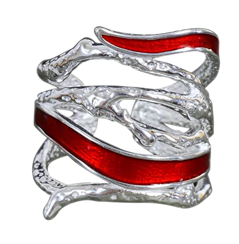 NicoWerk Damen Silberring Mehrreihig aus 925 Sterling Silber Durchbrochen Gewickelt Breit Eklatant Rot Verstellbar Offen SRI786 NicoWerk Damen Silberring Mehrreihig aus 925 Sterling Silber Durchbrochen Gewickelt Breit Eklatant Rot Verstellbar Offen SRI786 von NicoWerk