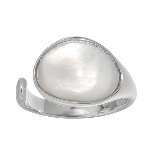 NicoWerk Ring Silber 925 Damen mit Mondstein - Verstellbarer Silberring Damen 925 Silber, breiter Ring mit Stein, Schmuck für Frauen - SRI976 NicoWerk Ring Silber 925 Damen mit Mondstein - Verstellbarer Silberring Damen 925 Silber, breiter Ring mit Stein, Schmuck für Frauen - SRI976 von NicoWerk
