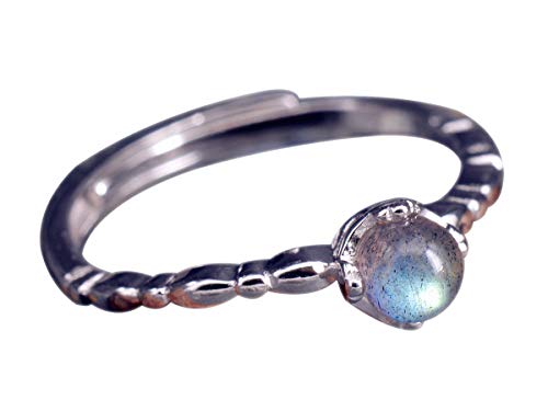 NicoWerk Damen Silberring Mondstein aus 925 Sterling Silber Kugel mit Stein Blau Glatt Dezent Verstellbar Offen SRI344 NicoWerk Damen Silberring Mondstein aus 925 Sterling Silber Kugel mit Stein Blau Glatt Dezent Verstellbar Offen SRI344 von NicoWerk