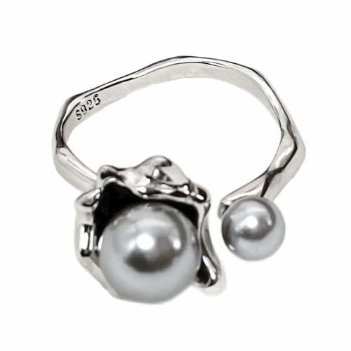 NicoWerk Ring Silber 925 Damen - Filigraner verstellbarer Silberring mit Perle, Blumen-Design, Perlenring 925 Silber für Frauen - SRI1057 NicoWerk Ring Silber 925 Damen - Filigraner verstellbarer Silberring mit Perle, Blumen-Design, Perlenring 925 Silber für Frauen - SRI1057 von NicoWerk