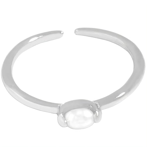 NicoWerk Damen Silberring Perle aus 925 Sterling Silber Schmal Glänzend Glatt mit Stein Edel Elegant Zierlich Verstellbar Offen SRI1014 NicoWerk Damen Silberring Perle aus 925 Sterling Silber Schmal Glänzend Glatt mit Stein Edel Elegant Zierlich Verstellbar Offen SRI1014 von NicoWerk