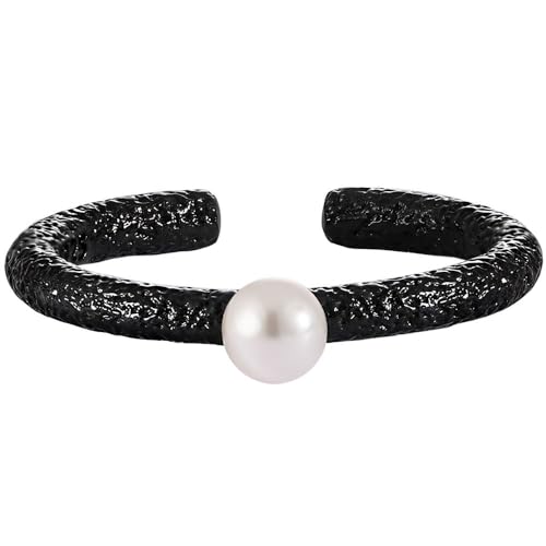 NicoWerk Damen Silberring Perle aus 925 Sterling Silber Schmal Rustikal Ausgefallen Wuchtig Matt mit Struktur Geschwärzt Verstellbar Offen SRI1086 NicoWerk Damen Silberring Perle aus 925 Sterling Silber Schmal Rustikal Ausgefallen Wuchtig Matt mit Struktur Geschwärzt Verstellbar Offen SRI1086 von NicoWerk
