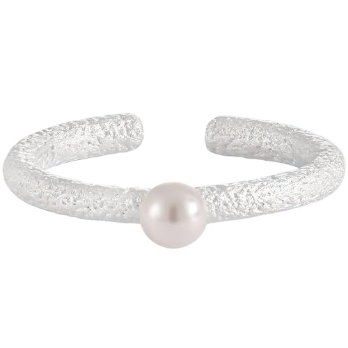 NicoWerk Damen Silberring Perle aus 925 Sterling Silber Schmal Rustikal Ausgefallen Wuchtig Matt mit Struktur Verstellbar Offen SRI1087 NicoWerk Damen Silberring Perle aus 925 Sterling Silber Schmal Rustikal Ausgefallen Wuchtig Matt mit Struktur Verstellbar Offen SRI1087 von NicoWerk
