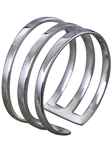 NicoWerk Damen Silberring Schlicht aus 925 Sterling Silber Breit Bandring Mehrreihig Glatt Durchbrochen Verstellbar Offen SRI639 NicoWerk Damen Silberring Schlicht aus 925 Sterling Silber Breit Bandring Mehrreihig Glatt Durchbrochen Verstellbar Offen SRI639 von NicoWerk