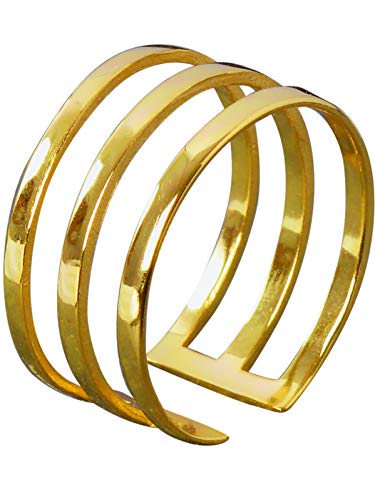 NicoWerk Damen Silberring Schlicht aus 925 Sterling Silber Breit Golden Bandring Mehrreihig Glatt Durchbrochen Verstellbar Offen SRI638 NicoWerk Damen Silberring Schlicht aus 925 Sterling Silber Breit Golden Bandring Mehrreihig Glatt Durchbrochen Verstellbar Offen SRI638 von NicoWerk