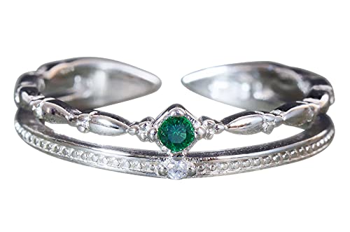 NicoWerk Ring Silber 925 Damen - Verstellbarer Silberring Damen 925 Silber mit grünem Zirkonia, Doppelreihiger Ring mit Stein für Frauen - SRI710 NicoWerk Ring Silber 925 Damen - Verstellbarer Silberring Damen 925 Silber mit grünem Zirkonia, Doppelreihiger Ring mit Stein für Frauen - SRI710 von NicoWerk