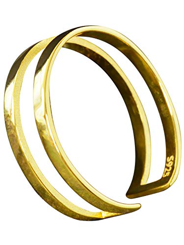 NicoWerk Damen Silberring Schlicht aus 925 Sterling Silber Schmal Golden Bandring Doppelreihig Glatt Durchbrochen Verstellbar Offen SRI636 NicoWerk Damen Silberring Schlicht aus 925 Sterling Silber Schmal Golden Bandring Doppelreihig Glatt Durchbrochen Verstellbar Offen SRI636 von NicoWerk