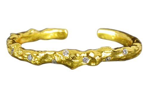 NicoWerk Damen Silberring Schmal aus 925 Sterling Silber Golden Schlicht mit Stein Struktur Uneben Zirkonia Verstellbar Offen SRI817 NicoWerk Damen Silberring Schmal aus 925 Sterling Silber Golden Schlicht mit Stein Struktur Uneben Zirkonia Verstellbar Offen SRI817 von NicoWerk