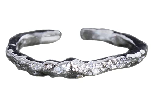 NicoWerk Damen Silberring Schmal aus 925 Sterling Silber Schlicht mit Stein Struktur Uneben Zirkonia Verstellbar Offen SRI816 NicoWerk Damen Silberring Schmal aus 925 Sterling Silber Schlicht mit Stein Struktur Uneben Zirkonia Verstellbar Offen SRI816 von NicoWerk