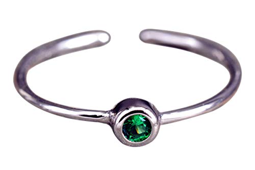 NicoWerk Damen Silberring Schmal aus 925 Sterling Silber mit Stein Schlicht Grün Zirkonia Verstellbar Offen SRI412 NicoWerk Damen Silberring Schmal aus 925 Sterling Silber mit Stein Schlicht Grün Zirkonia Verstellbar Offen SRI412 von NicoWerk