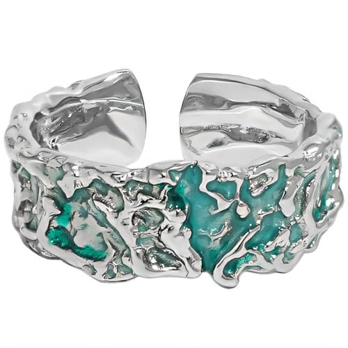 NicoWerk Damen Silberring Türkis aus 925 Sterling Silber Breit Bandring Strukturiert Gemustert Glänzend Ausgefallen Emaille Mosaik Offen SRI973 NicoWerk Damen Silberring Türkis aus 925 Sterling Silber Breit Bandring Strukturiert Gemustert Glänzend Ausgefallen Emaille Mosaik Offen SRI973 von NicoWerk